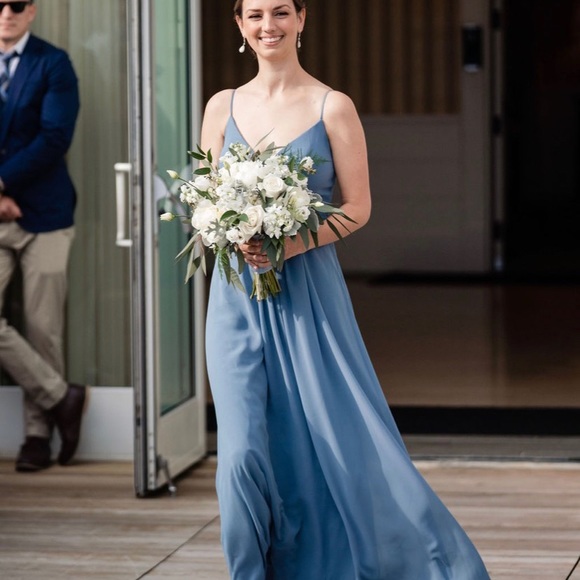 Bill Levkoff style 7109 size 4 bridesmaid slate - Picture 2 of 4